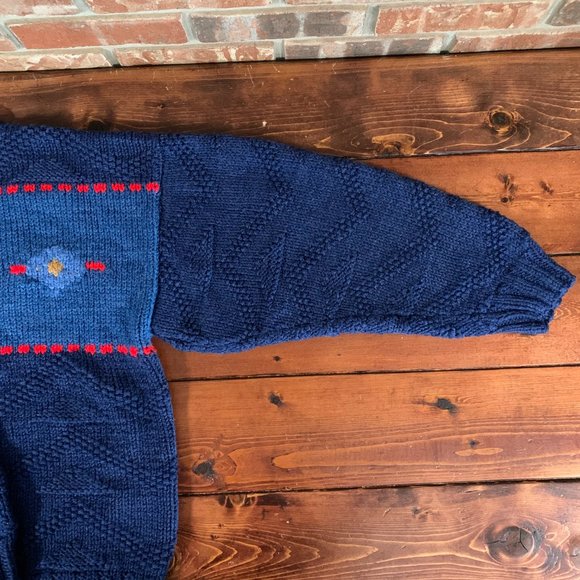 Vintage 90's Chunky Knit Americana Denim Western Mesa Santa Fe Pullover Sweater - Picture 12 of 16